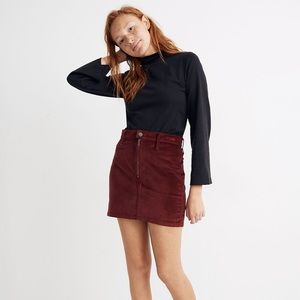 Madewell Stretch Velveteen Straight Zip Mini Skirt